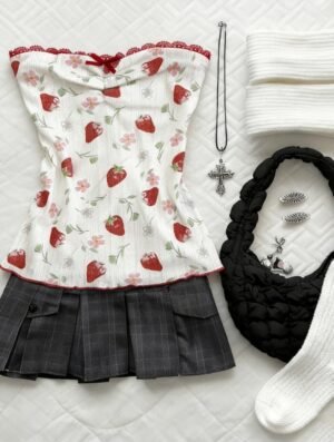 Strawberry milk tube top