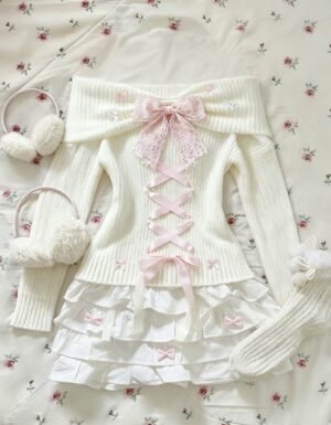 Lina Koharu off shoulder bow top