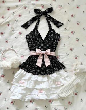 Clara Yume polka dot halter top